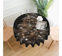 QMKFWT Silver Christmas Tree Printed Round Tablecloth,Dust-Proof Wrinkle Resistant Table Cover Washable Polyester Table Cloth for Kitchen Dining Room Farmhouse Picnic Indoor Outdoor(Round 60 Inch)