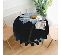 QMKFWT Single Daisy Flower Printed Round Tablecloth,Dust-Proof Wrinkle Resistant Table Cover Washable Polyester Table Cloth for Kitchen Dining Room Farmhouse Picnic Indoor Outdoor(Round 60 Inch)