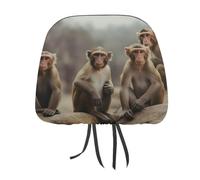 QMKFWT Sitting Monkey Car Seat Headrest Cover Adjustable and Reusable Anti-Dirty Flexible Hear Rest Covers Soft Dust-Proof Car Seat Headrest Protector for Most Vehicles