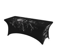QMKFWT Skull and Rack Decorative Tablecloth Protector for Wedding, Banquet & Parties6FT Spandex Rectangle Tablecloths, Stretch Washable Table Cloth Wrinkle Free Patio Table Cover