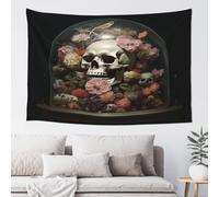 QMKFWT Skull in Glass Tapestry Aesthetic Wall Hanging Tapestries 60'' x 40'' Boho Tapestries Vertical Wall Art Decorative Funny Vintage Poster Flag Tapestry for Bedroom Living Room Decor