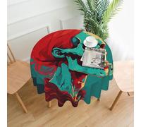 QMKFWT Skull Red Printed Round Tablecloth,Dust-Proof Wrinkle Resistant Table Cover Washable Polyester Table Cloth for Kitchen Dining Room Farmhouse Picnic Indoor Outdoor(Round 60 Inch)