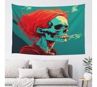 QMKFWT Skull Red Tapestry Aesthetic Wall Hanging Tapestries 60'' x 40'' Boho Tapestries Vertical Wall Art Decorative Funny Vintage Poster Flag Tapestry for Bedroom Living Room Decor