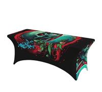 QMKFWT Skull Smoking Decorative Tablecloth Protector for Wedding, Banquet & Parties6FT Spandex Rectangle Tablecloths, Stretch Washable Table Cloth Wrinkle Free Patio Table Cover