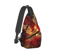 QMKFWT Sling Bag for Women Men Crossbody Shoulder Bag Christmas Glitter Flowers Chest Bag Small Sling Backpack Daypack Fanny Packs