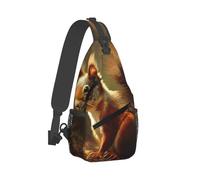 QMKFWT Sling Bag for Women Men Crossbody Shoulder Bag Hand Drawn Squirrel Chest Bag Small Sling Backpack Daypack Fanny Packs