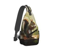 QMKFWT Sling Bag for Women Men Crossbody Shoulder Bag Squirrel Eats Nuts Chest Bag Small Sling Backpack Daypack Fanny Packs