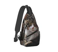 QMKFWT Sling Bag for Women Men Crossbody Shoulder Bag Tabby Cat Chest Bag Small Sling Backpack Daypack Fanny Packs