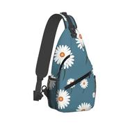 QMKFWT Sling Bag for Women Men Crossbody Shoulder Bag White Daisy Pattern Chest Bag Small Sling Backpack Daypack Fanny Packs