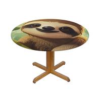 QMKFWT Sloth Nursery Round Spandex Tablecloth 43 Inch, Elastic Fitted Waterproof Tablecloths Stretch Washable Picnic Table Cover for Camping, Dining, Indoor and Outdoor
