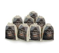 QMKFWT Smiling Gorilla Photo Drawstring Pouches Small Bulk Cotton Burlap Storage Bags Reusable Muslin Sachet Bag for Candy, Toys, Jewelry, Treats, Birthday Party Favors