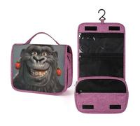 QMKFWT Smiling Gorilla Photo Toiletry Bag Waterproof Makeup Bag with Hanging Hook Cosmetic Bags for Women Travel Essentials
