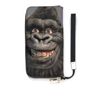 QMKFWT Smiling Gorilla Photo Wallet Large Capacity Clutch Cash PursePU Leather Long Zipper Pouch Wallet Unisex, white, 20x10.5cm, Wallet