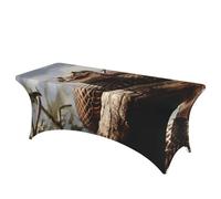 QMKFWT Snake with Open Mouth Decorative Tablecloth Protector for Wedding, Banquet & Parties6FT Spandex Rectangle Tablecloths, Stretch Washable Table Cloth Wrinkle Free Patio Table Cover