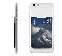 QMKFWT Snow Mountain Clouds Phone Wallet, Stick On Card Holder for Back of Phone Case - Leather Cell Phone Card Wallet Sleeve Adhesive Phone Pocket - Compatible with Most Cell Phones