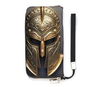 QMKFWT Spartan Helmet Wallet Large Capacity Clutch Cash PursePU Leather Long Zipper Pouch Wallet Unisex, white, 20x10.5cm, Wallet