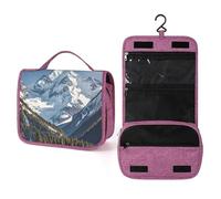 QMKFWT Spectacular Snowy Mountains Toiletry Bag Waterproof Makeup Bag with Hanging Hook Cosmetic Bags for Women Travel Essentials