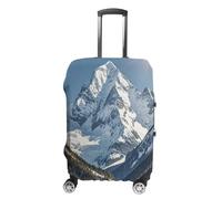 QMKFWT Spectacular Snowy Mountains Travel Luggage Cover Washable Anti-scratch Suitcase Protector Dustproof Protective Cover Case for Wheeled Luggage Fits 19-32 Inch Luggage, white, Small