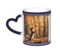 QMKFWT Squirrel and Leaves Coffee Mugs 11 Oz Heat Sensitive Starry Sky Color Changing Mugs, Ceramic Magic Cup with Handle Personalized Tea Cups Novelty Coffee Cup Gift for Women Men Blue