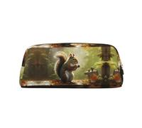 QMKFWT Squirrel Eats Nuts print Pencil Bag waterproof Zipper Pencil Case Leather Pen Box Cosmetic Bag For Office Pencil