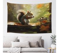 QMKFWT Squirrel Eats Nuts Tapestry Aesthetic Wall Hanging Tapestries 60'' x 40'' Boho Tapestries Vertical Wall Art Decorative Funny Vintage Poster Flag Tapestry for Bedroom Living Room Decor
