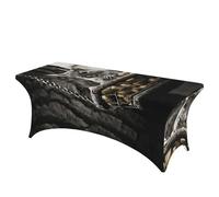 QMKFWT Squirrel in Basket Decorative Tablecloth Protector for Wedding, Banquet & Parties6FT Spandex Rectangle Tablecloths, Stretch Washable Table Cloth Wrinkle Free Patio Table Cover