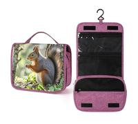 QMKFWT Squirrel in The Woods Toiletry Bag Waterproof Makeup Bag with Hanging Hook Cosmetic Bags for Women Travel Essentials
