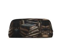 QMKFWT Stack of Old Books print Pencil Bag waterproof Zipper Pencil Case Leather Pen Box Cosmetic Bag For Office Pencil