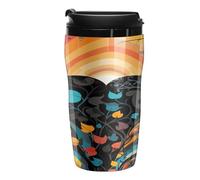 QMKFWT Stained Fantasy Glass Coffee Cup Reusable Insulated Leakproof Travel Tumbler with Lid Double Wall Spill Proof Coffee Mug for Iced/Hot Coffee Gift for Mothers & Fathers