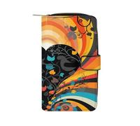 QMKFWT Stained Fantasy Glass Leather Wallet Long Checkbook Wallets Classic Bifold Ladies Clutch with ID Window