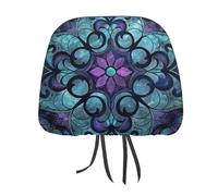QMKFWT Stained Glass Pattern Car Seat Headrest Cover Adjustable and Reusable Anti-Dirty Flexible Hear Rest Covers Soft Dust-Proof Car Seat Headrest Protector for Most Vehicles