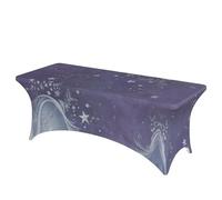 QMKFWT Star Purple Decorative Tablecloth Protector for Wedding, Banquet & Parties6FT Spandex Rectangle Tablecloths, Stretch Washable Table Cloth Wrinkle Free Patio Table Cover