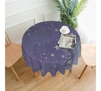 QMKFWT Star Purple Printed Round Tablecloth,Dust-Proof Wrinkle Resistant Table Cover Washable Polyester Table Cloth for Kitchen Dining Room Farmhouse Picnic Indoor Outdoor(Round 60 Inch)