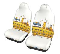 QMKFWT Submarine Printed 2 Pcs Automotive Seat Covers for Front with Elastic Straps Car Protector Seat Covers for Car SUV Truck