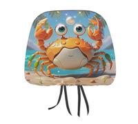 QMKFWT Summer Cartoon Crab Car Seat Headrest Cover Adjustable and Reusable Anti-Dirty Flexible Hear Rest Covers Soft Dust-Proof Car Seat Headrest Protector for Most Vehicles