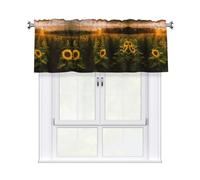 QMKFWT Sunflower Lanscape Curtain Valance for Windows,Kitchen Window Curtains Blackout Drapes Window Treatments Decorative Rod Pocket Short Curtain for Living Room Bedroom,54" W x 18" L
