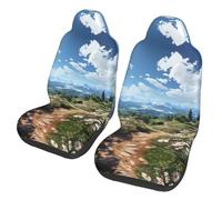QMKFWT Sunny Spring Day Printed 2 Pcs Automotive Seat Covers for Front with Elastic Straps Car Protector Seat Covers for Car SUV Truck