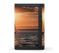 QMKFWT Sunset Seascape Sailboat Floating Casual Wallet Credit Card Holder Premium Document Organizer Case for Men And Women