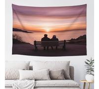 QMKFWT Sunset Tapestry Aesthetic Wall Hanging Tapestries 60'' x 40'' Boho Tapestries Vertical Wall Art Decorative Funny Vintage Poster Flag Tapestry for Bedroom Living Room Decor