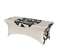 QMKFWT Supernatural Symbols Black Decorative Tablecloth Protector for Wedding, Banquet & Parties6FT Spandex Rectangle Tablecloths, Stretch Washable Table Cloth Wrinkle Free Patio Table Cover