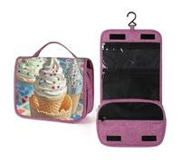 QMKFWT Sweet Ice Cream Toiletry Bag Waterproof Makeup Bag with Hanging Hook Cosmetic Bags for Women Travel Essentials