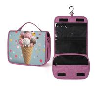 QMKFWT Sweet Ice Cream Toiletry Bag Waterproof Makeup Bag with Hanging Hook Cosmetic Bags for Women Travel Essentials