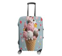 QMKFWT Sweet Ice Cream Travel Luggage Cover Washable Anti-scratch Suitcase Protector Dustproof Protective Cover Case for Wheeled Luggage Fits 19-32 Inch Luggage, white, M