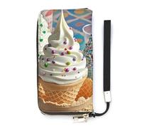 QMKFWT Sweet Ice Cream Wallet Large Capacity Clutch Cash PursePU Leather Long Zipper Pouch Wallet Unisex, white, 20x10.5cm, Wallet