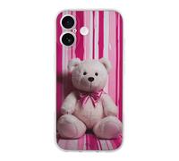 QMKFWT Teddy Bear Peach Rose Phone Case for Phone 17, TPU Anti-Yellowing Scratch Resistant, Slim Shockproof Cover with Precise Cutouts, Supports Wireless Charging Phone Case for Phone 17