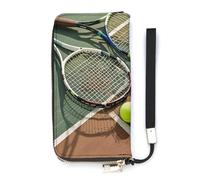 QMKFWT Tennis Racquets And Tennis Balls Wallet Large Capacity Clutch Cash PursePU Leather Long Zipper Pouch Wallet Unisex, white, 20x10.5cm, Wallet
