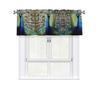 QMKFWT The Peacock Curtain Valance for Windows,Kitchen Window Curtains Blackout Drapes Window Treatments Decorative Rod Pocket Short Curtain for Living Room Bedroom,54" W x 18" L