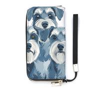 QMKFWT Three Small Dogs Wallet Large Capacity Clutch Cash PursePU Leather Long Zipper Pouch Wallet Unisex, white, 20x10.5cm, Wallet