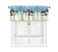 QMKFWT Tiger Fish Curtain Valance for Windows,Kitchen Window Curtains Blackout Drapes Window Treatments Decorative Rod Pocket Short Curtain for Living Room Bedroom,54" W x 18" L