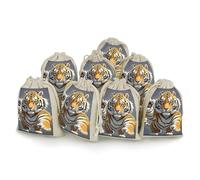 QMKFWT Tiger Head with Raised Paws Drawstring Pouches Small Bulk Cotton Burlap Storage Bags Reusable Muslin Sachet Bag for Candy, Toys, Jewelry, Treats, Birthday Party Favors